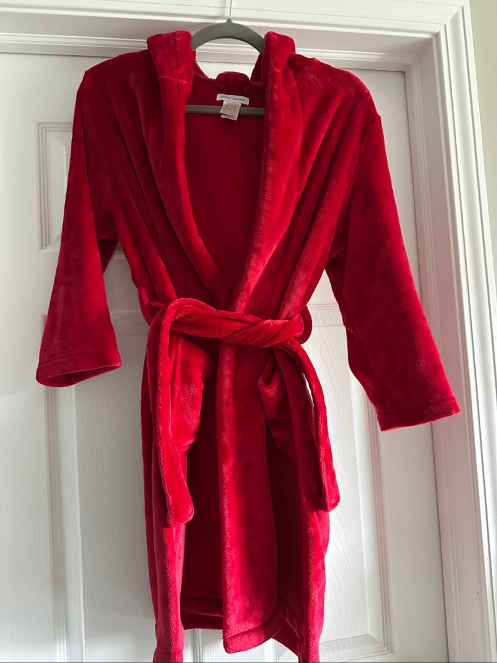 Pottery Barn Kids plush red hooded robe